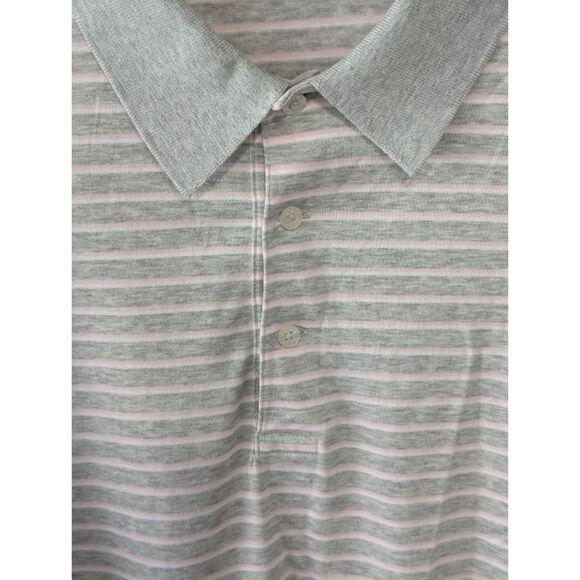 Y2K Ralph Lauren Polo Golf Polo Shirt Gray and Pink Striped Size XL - Picture 2 of 7